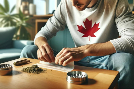 Bărbat canadian ținând în mână un canabis