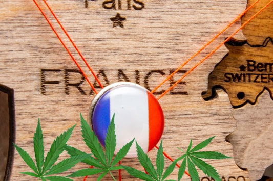 Steagul Franței cu frunze de cannabis