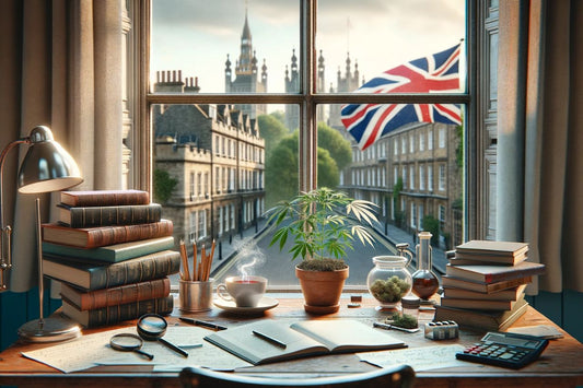 Steagul Regatului Unit fluturând în fața ferestrei