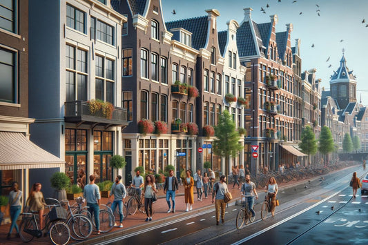 Scenă pe străzile din Amsterdam