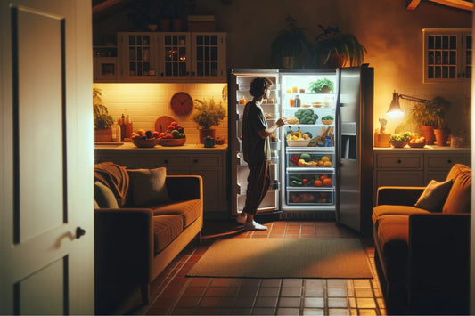 O persoană care deschide un frigider