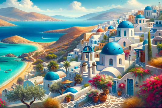 O pictură de peisaj din Grecia