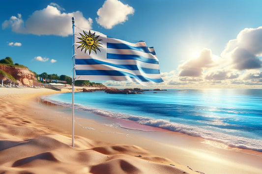 Steagul Uruguayului fluturând