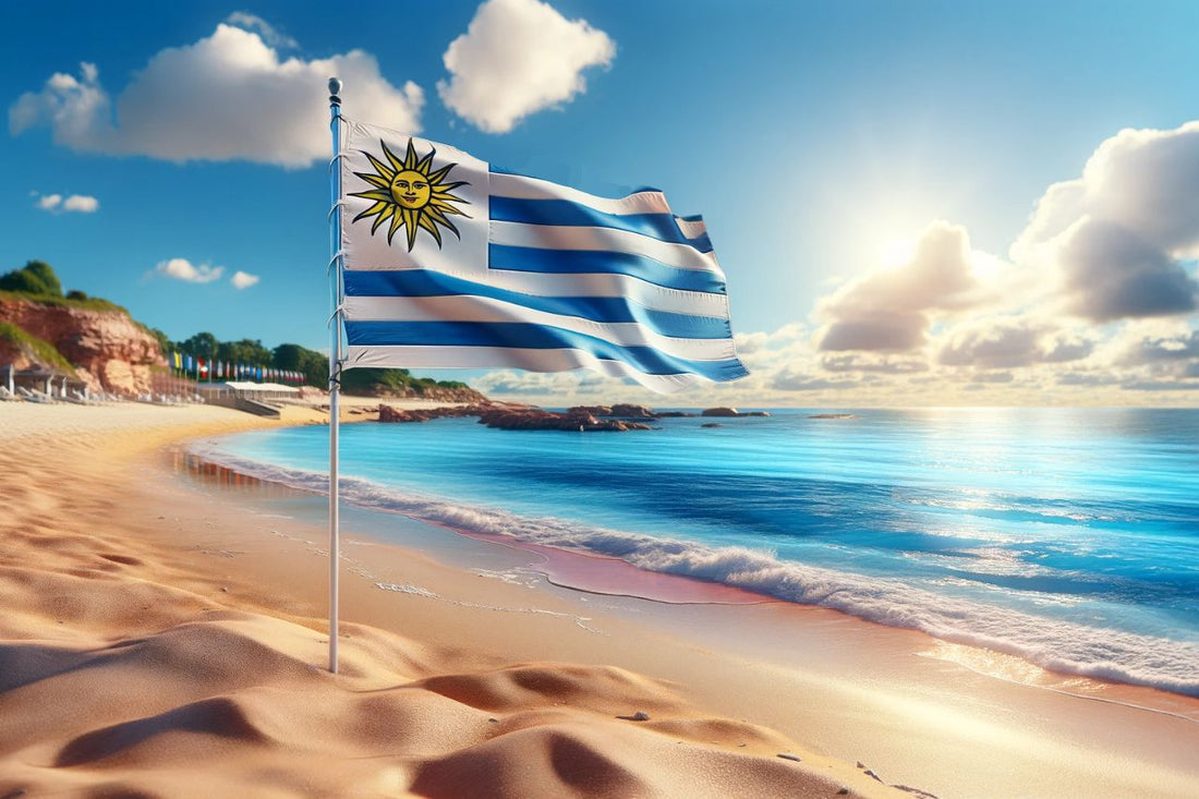 Steagul Uruguayului fluturând