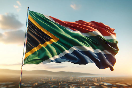 Steagul Africii de Sud fluturând