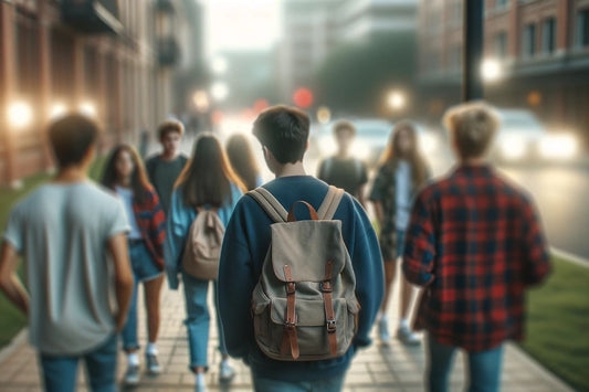 Grup de adolescenți care se plimbă pe jos