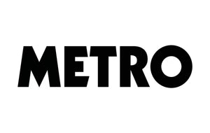 Sigla ziarului Metro, cu litere negre îngroșate pe un fundal alb.
