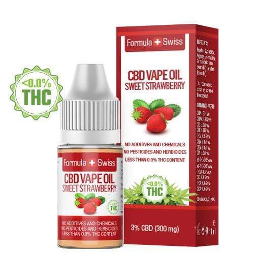 Flacon și cutie de ulei CBD pentru vapat cu aromă de căpșune dulci, 3 % CBD (300 mg)
