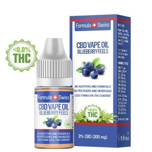Flacon și cutie de ulei CBD pentru vapat cu aromă de afine, 3 % CBD (300 mg)