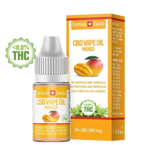 Flacon și cutie de ulei CBD pentru vapat cu aromă de mango, 3 % CBD (300 mg)