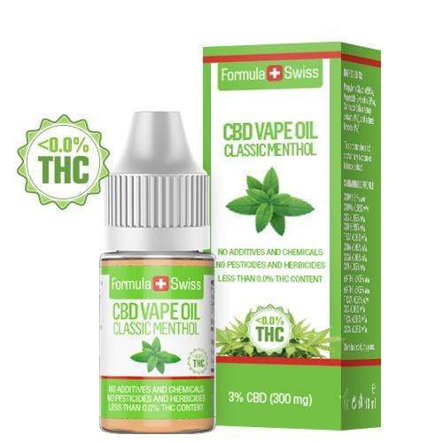 Flacon și cutie de ulei CBD pentru vapat cu aromă de mentol clasic, 3 % CBD (300 mg)