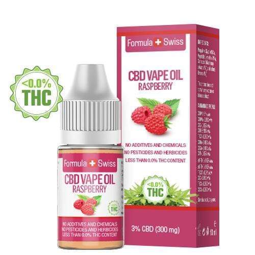 Flacon și cutie de ulei CBD pentru vapat cu aromă de zmeură, 3 % CBD (300 mg)
